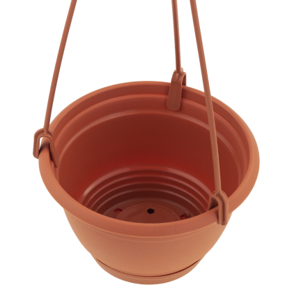 DAGW1-R624 Hanging Planter with Hook and Bracket, Terracotta, Round Hanging Balcony Planter with Hook for Flowers