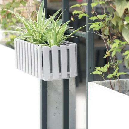DDEF400W-S449 balcony planter, planter for balconies, railings, and patios, white