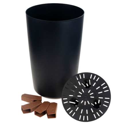 DGTL200-S433 tall anthracite planter with legs, round planter, tall planter with legs, anthracite flower stand, palm tree