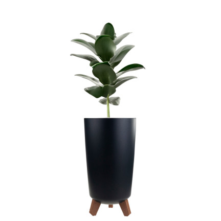 DGTL200-S433 tall anthracite planter with legs, round planter, tall planter with legs, anthracite flower stand, palm tree
