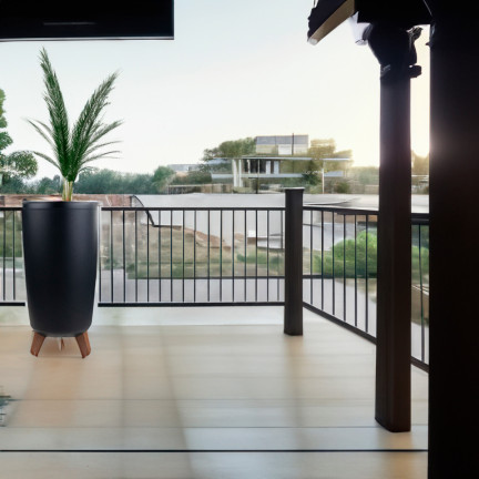 DGTL200-S433 tall anthracite planter with legs, round planter, tall planter with legs, anthracite flower stand, palm tree