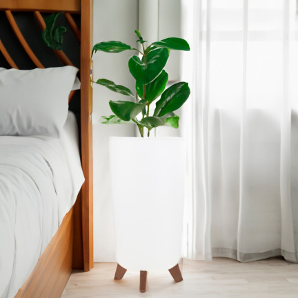 DGTL240-S449 Tall white planter with legs, round tall pot, slim white planter with legs