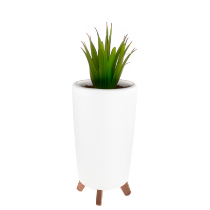 DGTL240-S449 Tall white planter with legs, round tall pot, slim white planter with legs