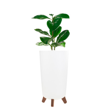 DGTL240-S449 Tall white planter with legs, round tall pot, slim white planter with legs