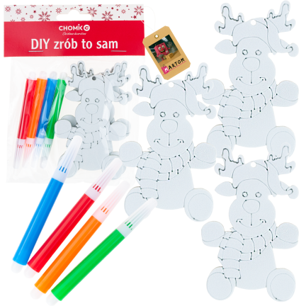 DIY7083 Set of Hanging Christmas Ornaments with 4 DIY Markers