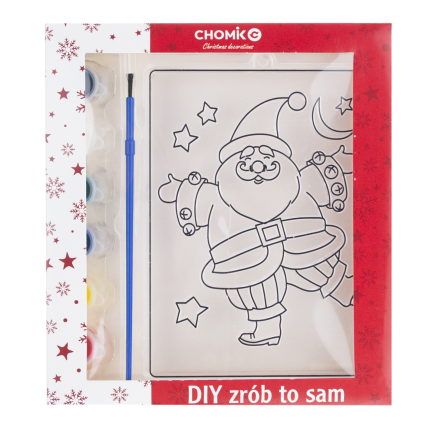 DIY7137 Paint-by-number stained glass kit with 6 paints – Santa Claus coloring book