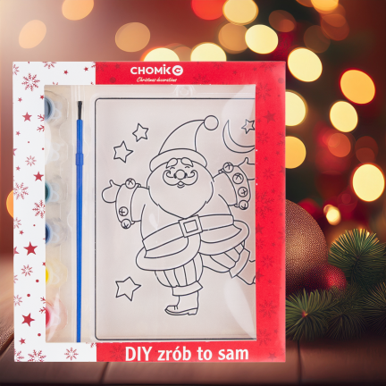 DIY7137 Paint-by-number stained glass kit with 6 paints – Santa Claus coloring book