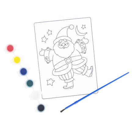 DIY7137 Paint-by-number stained glass kit with 6 paints – Santa Claus coloring book