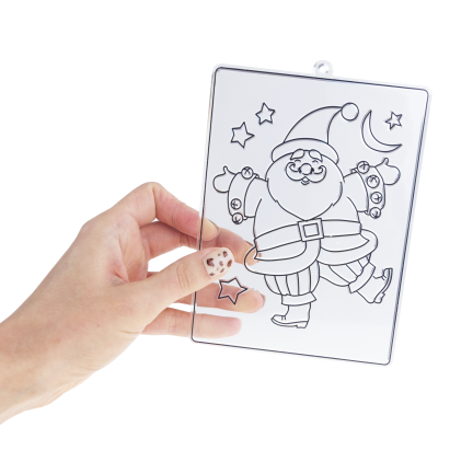 DIY7137 Paint-by-number stained glass kit with 6 paints – Santa Claus coloring book