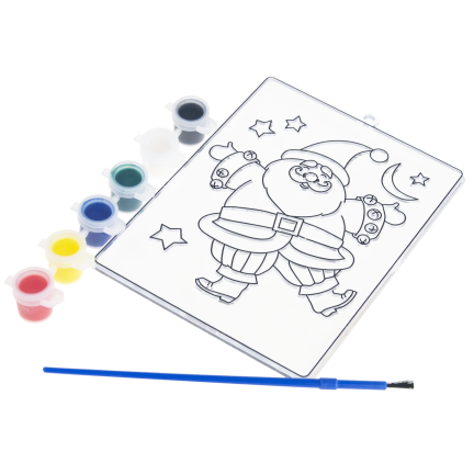 DIY7137 Paint-by-number stained glass kit with 6 paints – Santa Claus coloring book