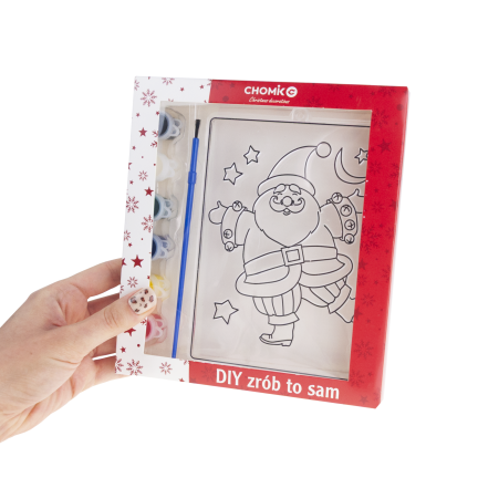 DIY7137 Paint-by-number stained glass kit with 6 paints – Santa Claus coloring book