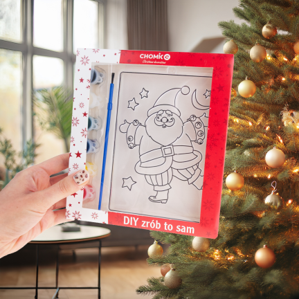 DIY7137 Paint-by-number stained glass kit with 6 paints – Santa Claus coloring book