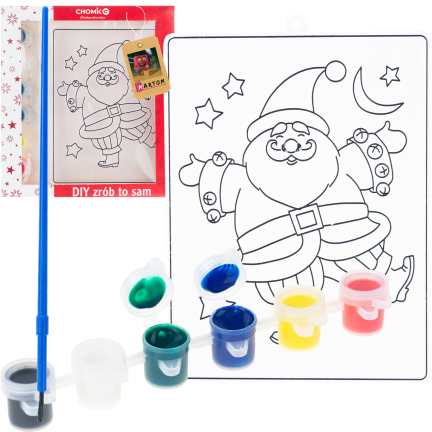 DIY7137 Paint-by-number stained glass kit with 6 paints – Santa Claus coloring book