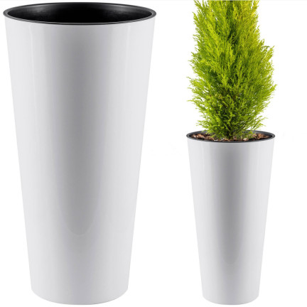 DTUS300S-S449 HOCHTOPF GLÄNZEND WEISS MIT EINSATZTOPF BALKONGARTEN TUBUS SLIM SHINE WEISS