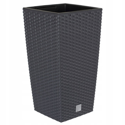 DRTS325-S433 Large Outdoor Rattan Planter, Anthracite, with Insert, Tall