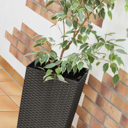 DRTS325-S433 Large Outdoor Rattan Planter, Anthracite, with Insert, Tall