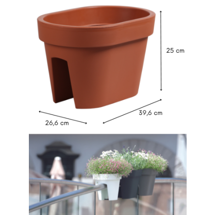 DLOFR400-R624 TERRAKOTTA-BALKONTOPF FÜR BALUSTRADE LOFLY GELÄNDER