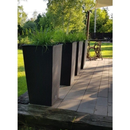 DRTS170-S433 Outdoor Rattan Planter, Anthracite, with Insert, Tall
