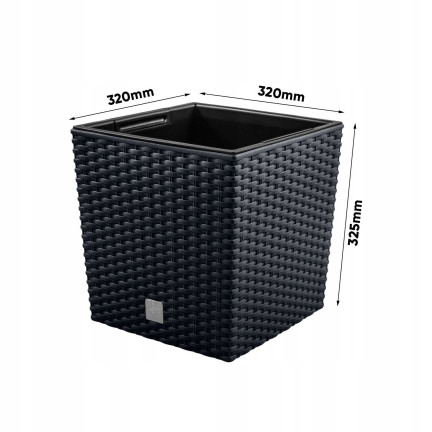 DRTS325L-S433 BLUMENTOPF RATO NIEDRIG GROSS QUADRATISCH RATTAN MIT EINSATZ