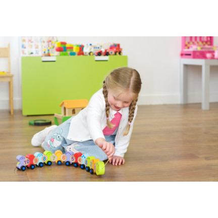 TG67019 DŘEVĚNÝ VLAK HOUSENKA VZDĚLÁVACÍ PUZZLE UČENÍ ČÍSEL