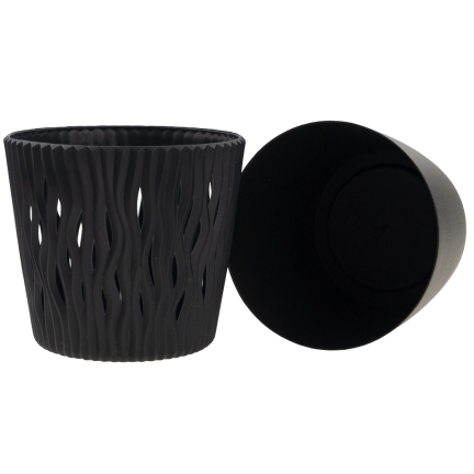 DSR220-S433 Decorative openwork planter, 22.5 cm, Sandy Anthracite, with 5-liter insert