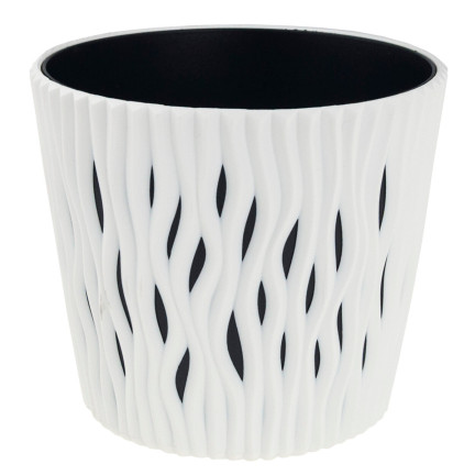 DSR160-S449 Decorative openwork plant pot, 16 cm, sandy white, with a 1.7-liter insert