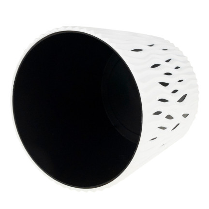 DSR190-S449 BLUMENTOPF DEKORATIVER DURCHBROCHENER TOPF 19CM SANDIG WEISS MIT 3L EINSATZ