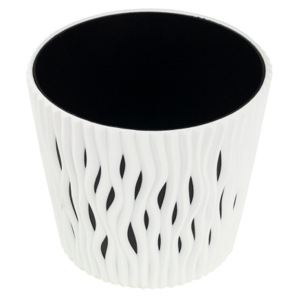 DSR220-S449: Large 5-liter white decorative round openwork planter with inner pot