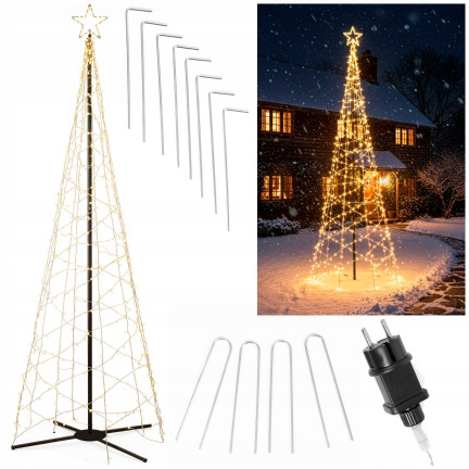 Led kuželový vánoční stromek s hvězdou, ozdoby, vánoční osvětlení, 320led, 1,8m