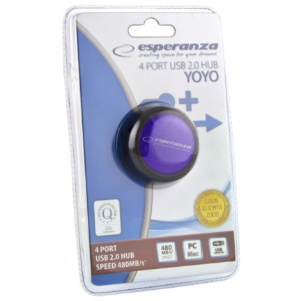 ES272F USB 2.0 HUB 4 PORTY YOYO FIALOVÁ