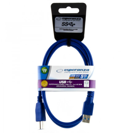 EB149 ESPERANZA KABEL USB 3.0 - 1.0M A-B M/M (TISK,SKENOVÁNÍ, EXTERNÍ HDD)