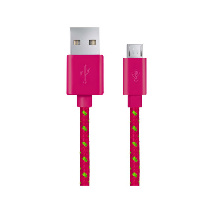 EB175PG ESPERANZA MICRO USB 2.0 A-B M/M 1,0M OPLETENÝ KABEL RŮŽOVÝ