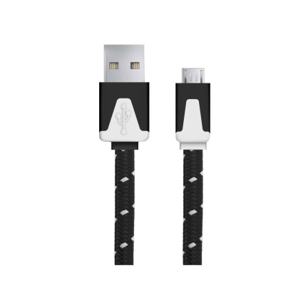EB176K ESPERANZA MICRO USB 2.0 A-B M/M 1,0M PLOCHÝ OPLETENÝ KABEL ČERNÝ