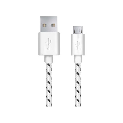 EB181W ESPERANZA MICRO USB 2.0 A-B M/M 2,0M OPLETENÝ KABEL BÍLÝ