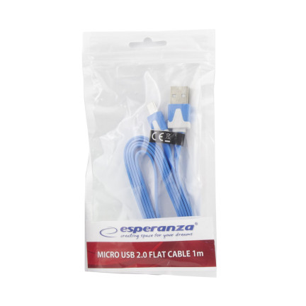 EB183B ESPERANZA MICRO USB 2.0 A-B M/M 1.0M FLACH BLAU KABEL