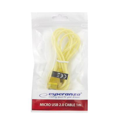 EB184Y ESPERANZA MICRO USB 2.0 KABEL A-B M/M 1,0M ŽLUTÝ TRANSPARENTNÍ