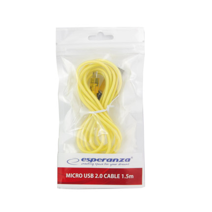 EB185Y ESPERANZA MICRO USB 2.0 A-B M/M KABEL 1,5 M ŽLUTÝ TRANSPARENTNÍ