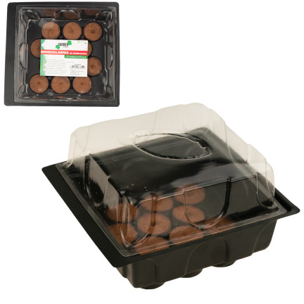 EDA8549 MINI-GEWÄCHSHAUS-KEIMUNGSSET + 12 TORFSCHEIBEN