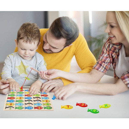 TG67024 SPIEL ANGELN HOLZFISCH LERNEN ALPHABET PUZZLE BUCHSTABEN PUZZLES