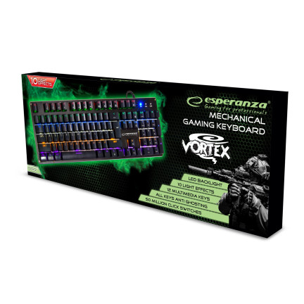 EGK801 DRÁTOVÁ MULTIMEDIÁLNÍ MECHANICKÁ KLÁVESNICE PRO HRÁČE USB VORTEX