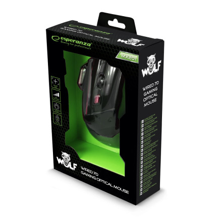 EGM201R HERNÍ DRÁTOVÁ MYŠ 7D OPT. USB MX201 WOLF RED
