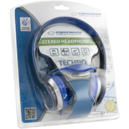 EH145B Sluchátka s AUDIO konektorem TECHNO BLUE