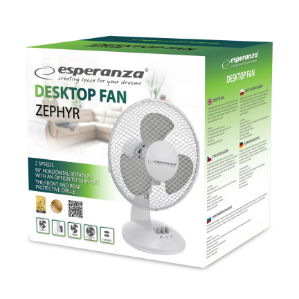 EHF004WE STOLNÍ VENTILÁTOR ZEPHYR BÍLÝ ŠEDÝ
