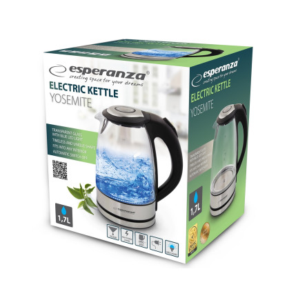 EKK012 ESPERANZA ELEKTRISCHES GLASKESSEL YOSEMITE 1,7 L SCHWARZ