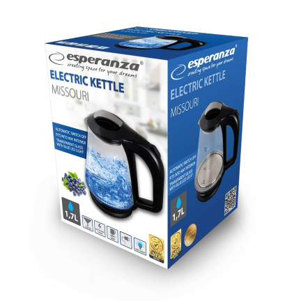 EKK024K ESPERANZA CZAJNIK ELEKTRYCZNY SZKLANY MISSOURI 1.7 L CZARNY