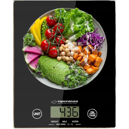 EKS002K WAGA KUCHENNA CYFROWA ELEKTRONICZNA WAGA 5KG LCD CZARNA szklana precyzyjna