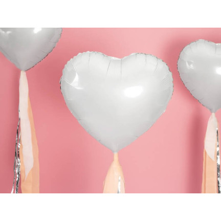 TG66235-1 FOLIENBALLON HERZ WEISS FÜR HELIUM VALENTINSTAG