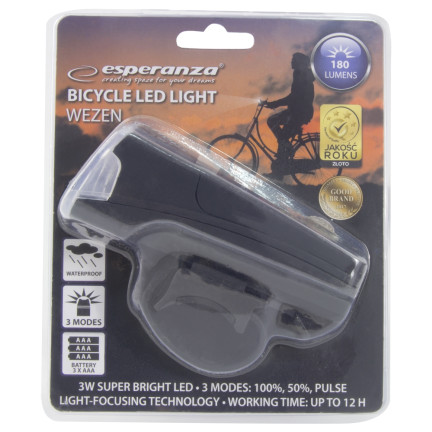 EOT019 LED FRONT BIKE LAMP 180 lumenů WEZEN baterie