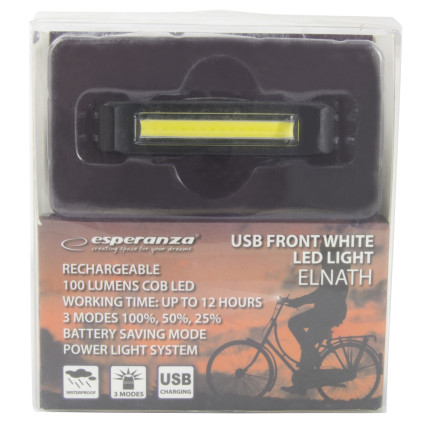 EOT020 USB 100 lumenů přední USB lampa na kolo na řídítka ESPERANZA