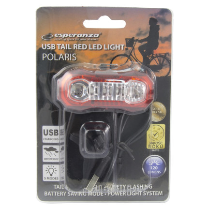 EOT021 USB LED LAMPA NA ZADNÍ MOTOR 120 lumenů 5 režimů POLARIS